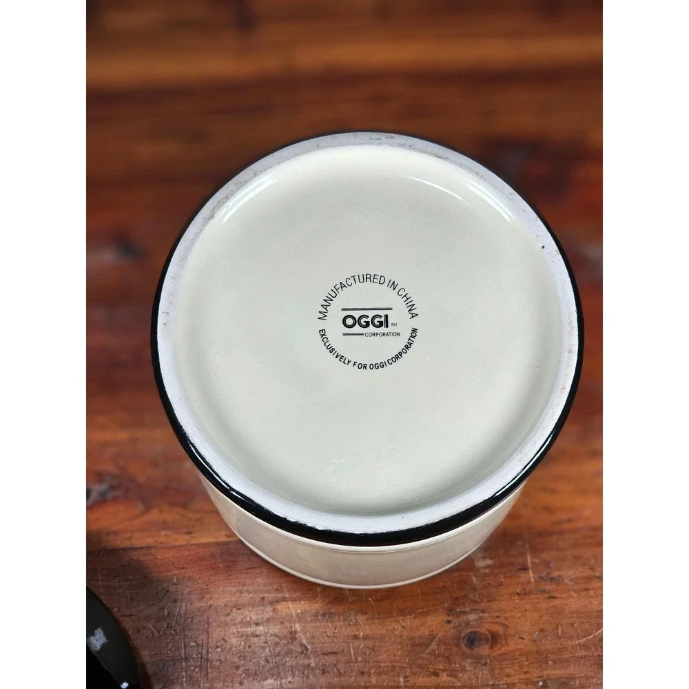 Vintage OGGI Wine Label Ceramic Canister With Lid 7 In